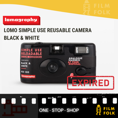 LOMO SIMPLE USE REUSABLE CAMERA 400/36 BLACK & WHITE EXPIRED
